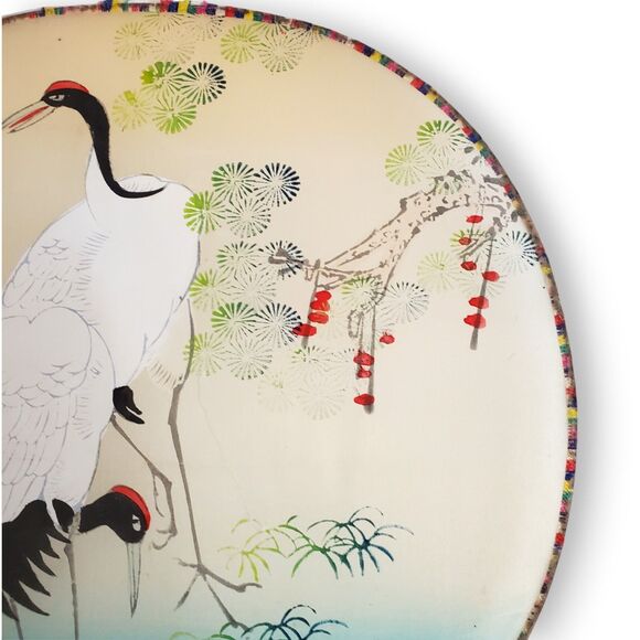 Antique Chinese Hand Fan - Cranes & Pine, Qianlong Mark (Possible Qing Dynasty) - Picture 6 of 12